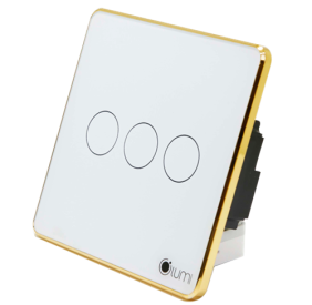 Công Tắc Cảm Ứng Thông Minh Lumi LM-S3 3 Nút Viền Nhôm Vuông Màu Trắng
