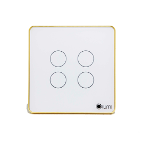 Công Tắc Cảm Ứng Thông Minh Lumi LM-S4L 4 Nút Viền Nhôm Vuông Màu Trắng