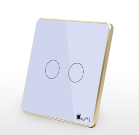 Công Tắc Cảm Ứng Thông Minh Lumi LM-S2 2 Nút Viền Nhôm Vuông Màu Trắng