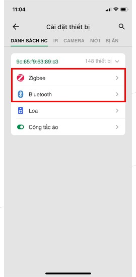 Ấn gia nhập mạng Zigbee/Bluetooth trên app