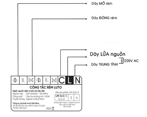 Đấu nối công tắc rèm cuốn 220V