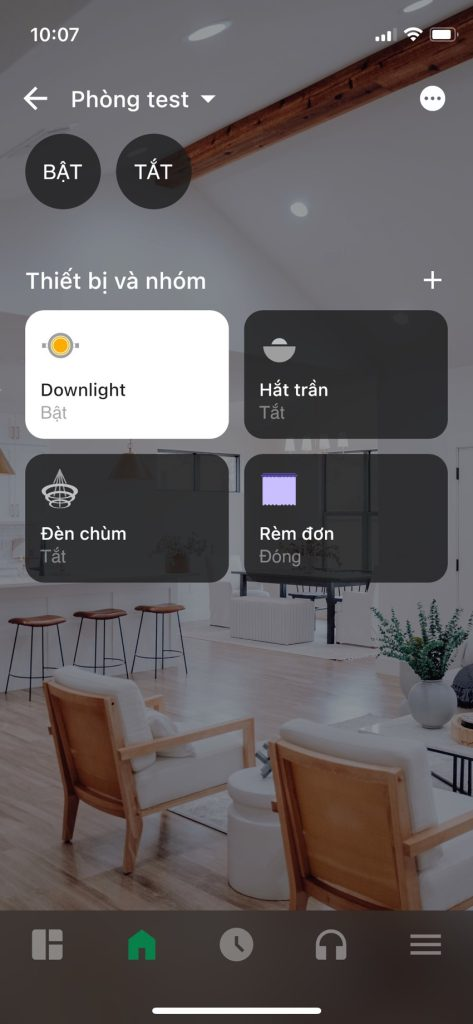 Giao diện điều khiển công tắc on off