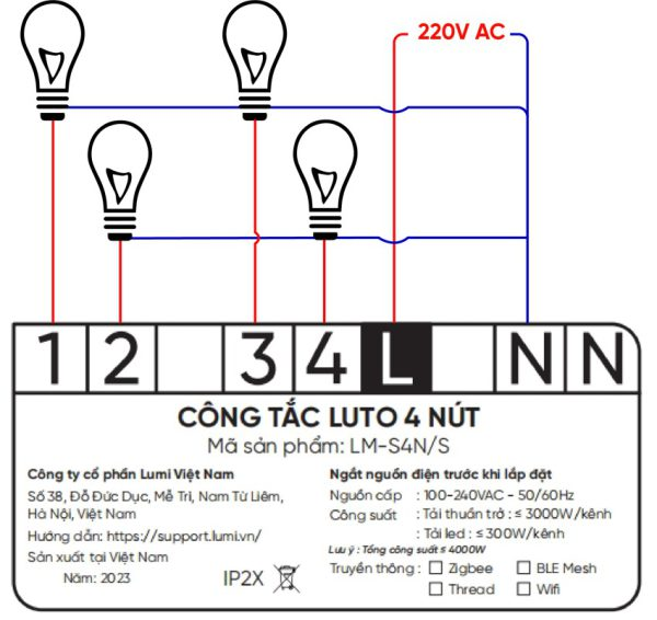 Sơ đồ đấu nối công tắc on/off
