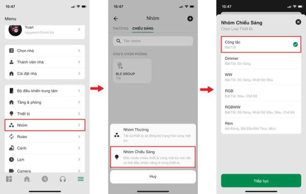 Tạo nhóm binding trên App