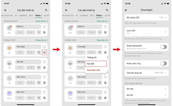 Truy cập giao diện cài đặt nâng cao công tắc on/off